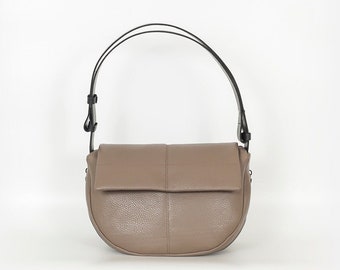 Taupe Shoulder Leather Bag