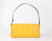 Yellow quilted baguette bag