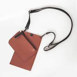 Teracotta Mobile Leather Purse And Wallet Set image 1