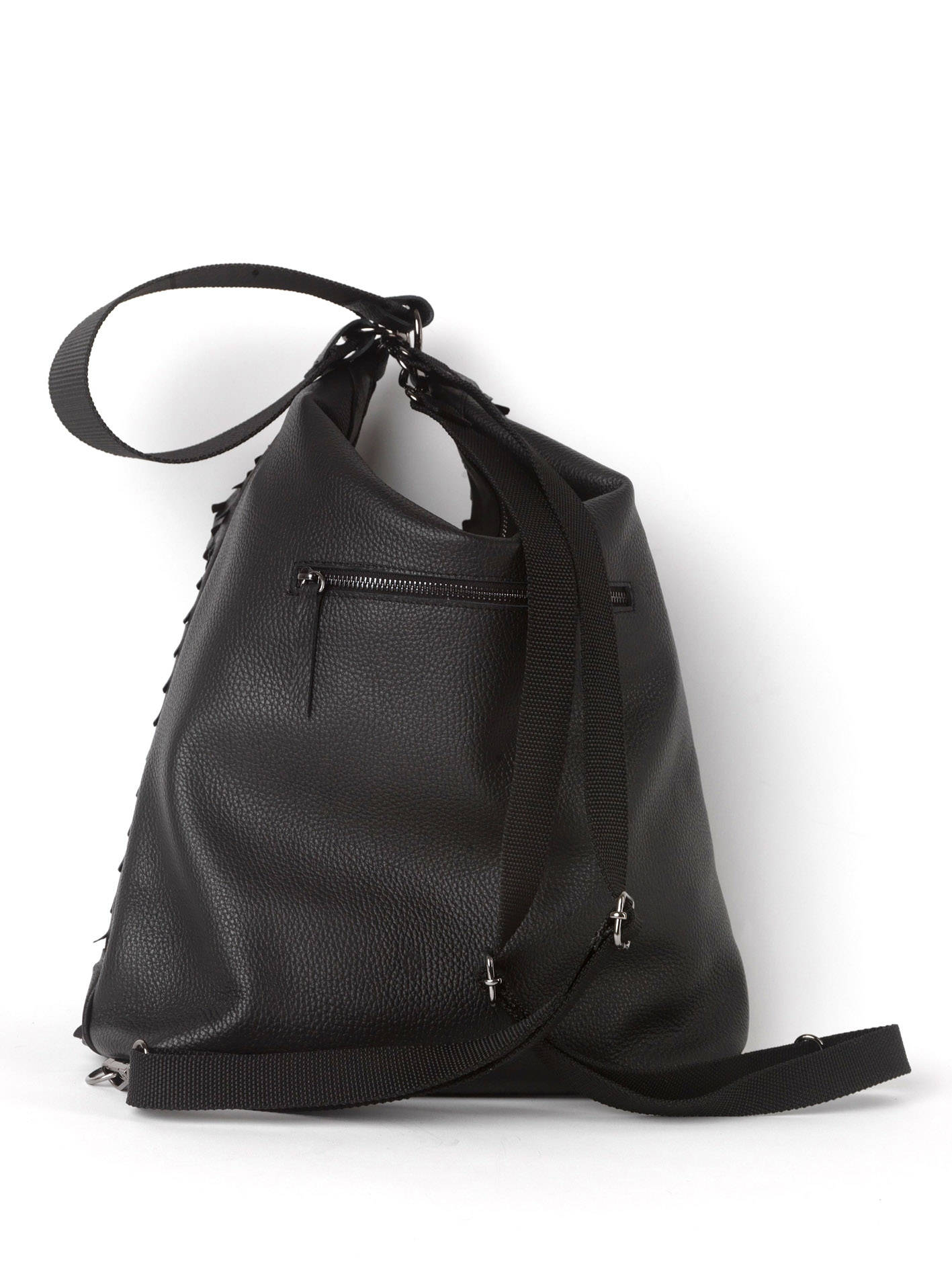 Leather Perforated Black Hobo Convertible Bag - Etsy