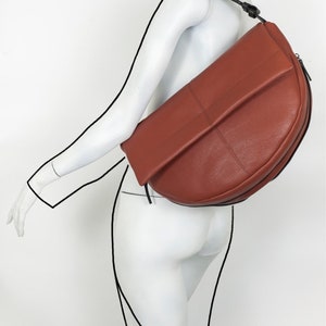 Terracotta Large Flapover Hobo Leather Bag image 4