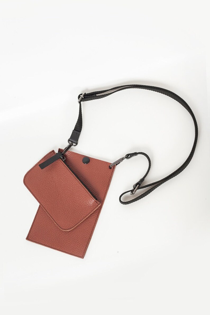 Teracotta Mobile Leather Purse And Wallet Set image 1