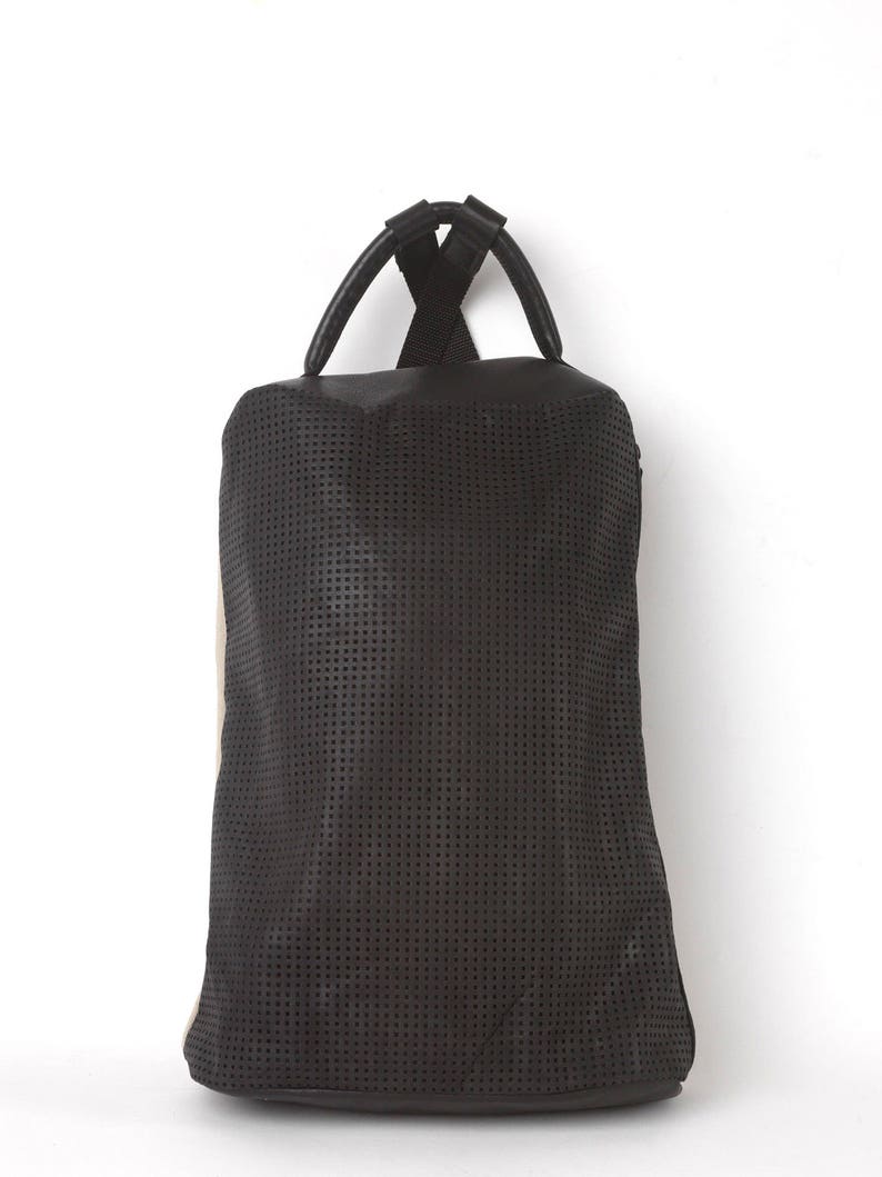 Leather-fabric backpack