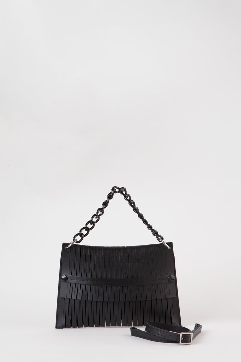 Black Leather-Net Bag image 1