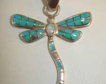 Dragonfly Spiritually Soothing Medium Pendant Turquoise Inlay with Opal Body or all Turquoise - Sugilite - Black Onyx - Lapi Lazulis