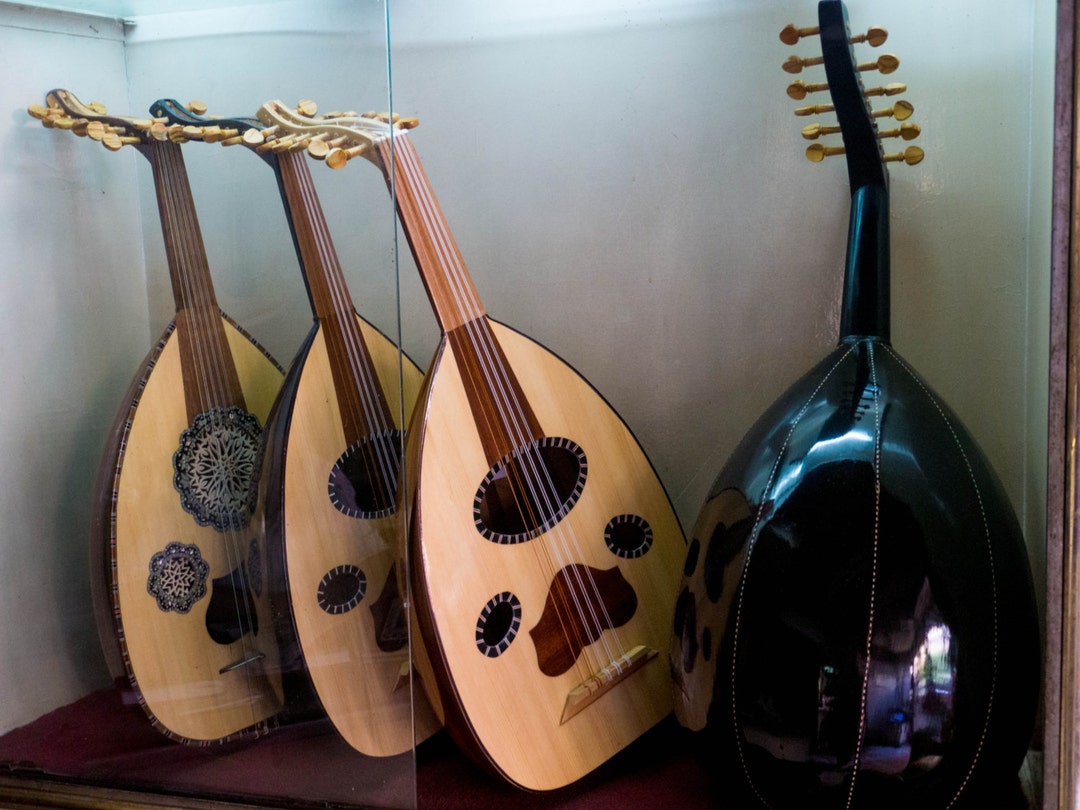 Egyptian Lute OUD Rose Wood, Coconut Wood and Egyptian Mahogany Inlaid