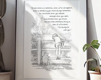 Printable You are braver than you believe Winnie-the-Pooh Quote Saying Classic Black & White Poster Print A2 A3 A4A5  Digital Download #116