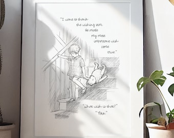 Printable I Want to Thank the Wishing Star Winnie-the-Pooh Quote Saying Classic Black and White Poster A2 A3 A4 A5 Digital Download #154