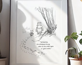 Sometimes the smallest things - Printable Winnie-the-Pooh Quote Black and White Poster Print Illustration A2 A3 A4 A5 Digital Download #63