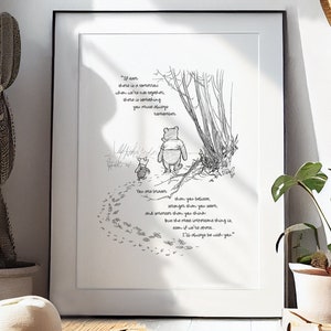 Printable You are braver than you believe Winnie-the-Pooh Quote Saying Classic Black & White Poster Print A2 A3 A4 A5 Digital Download 03 image 1