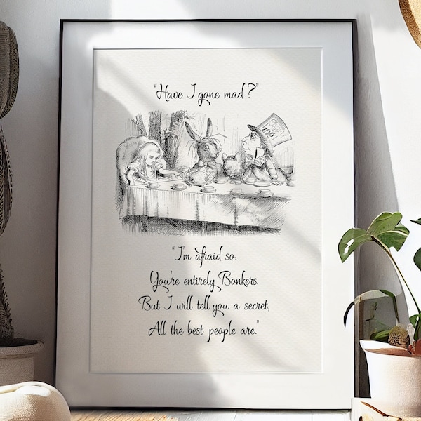 Printable Alice in Wonderland Mad Hatter Tea Party Quote Poster -  Why is a raven like a writing-desk? - A2, A4, A5 Digital Download #54