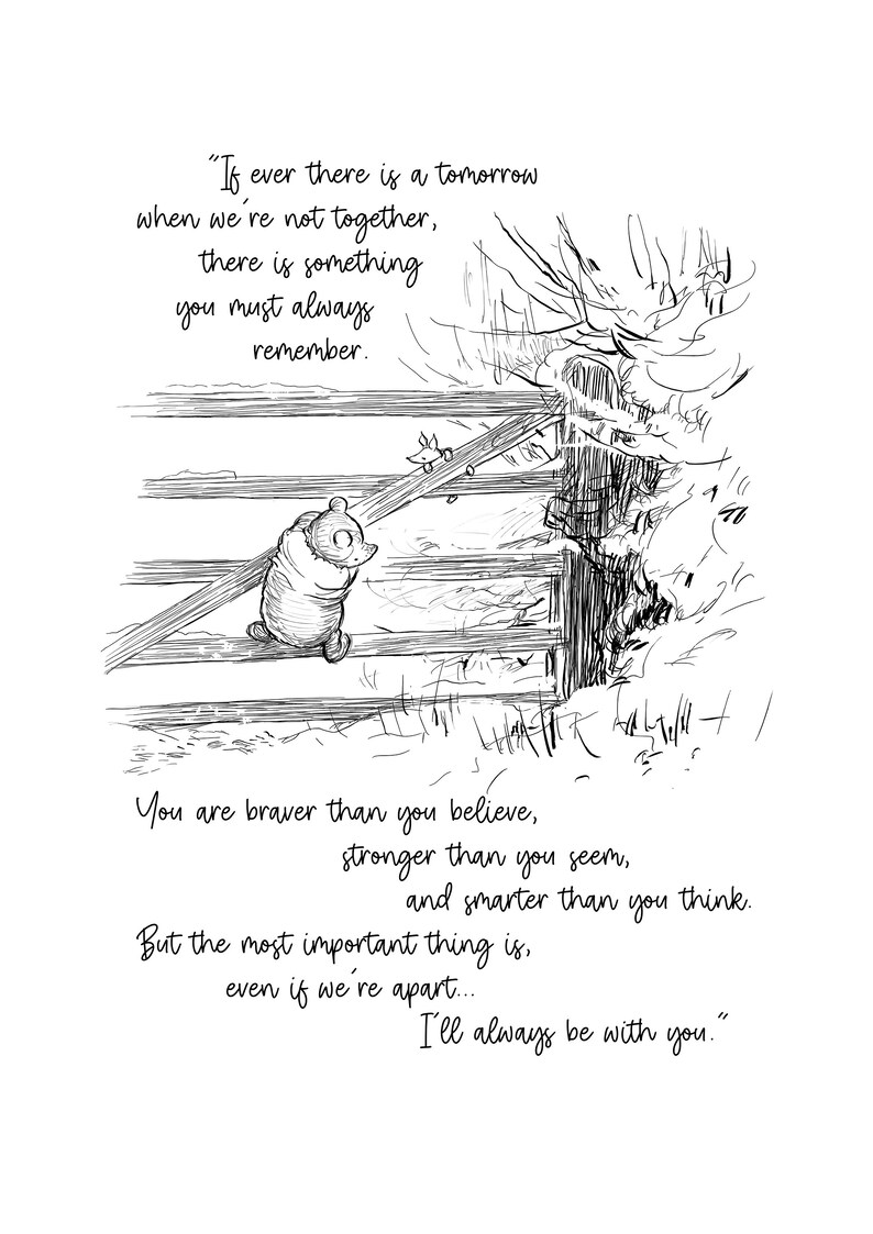 Printable If ever there is tomorrow Winnie-the-Pooh Quote Poster Classic Black & White Print Pooh Sayings A2 A3 A4 A5 Digital Download 05 image 10