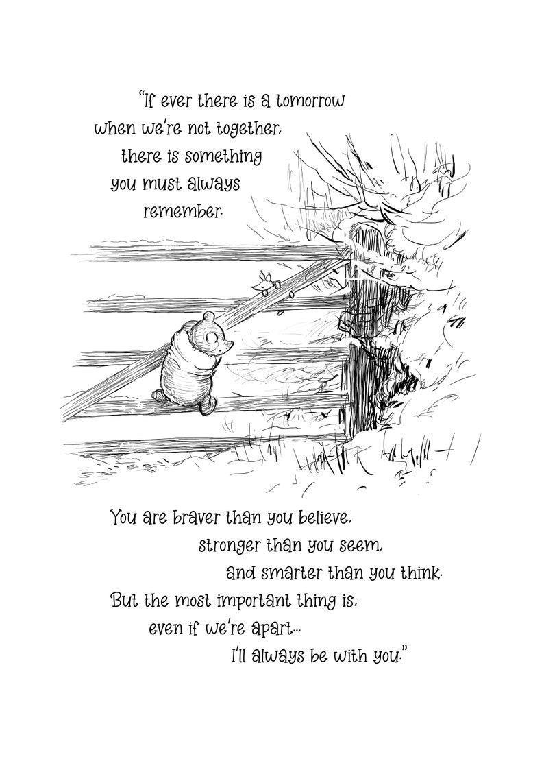 Printable If ever there is tomorrow Winnie-the-Pooh Quote Poster Classic Black & White Print Pooh Sayings A2 A3 A4 A5 Digital Download 05 image 9