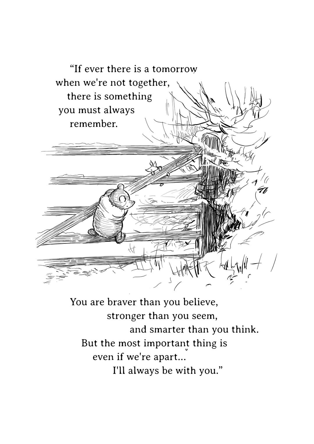 Printable If Ever There is Tomorrow... Winnie-the-pooh Quote Black & White Poster Print Downloadable Wall Art Decor Digital File 05n - Etsy Japan