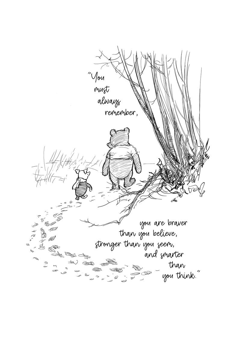 You must always remember Printable Winnie-the-Pooh Sayings Quote Classic Black & White Poster Print A2 A3 A4 A5 Digital Download 170 Bild 10