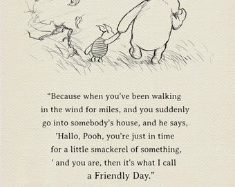 Winnie the Pooh & Piglet Vintage Print: Nursery Wall Art