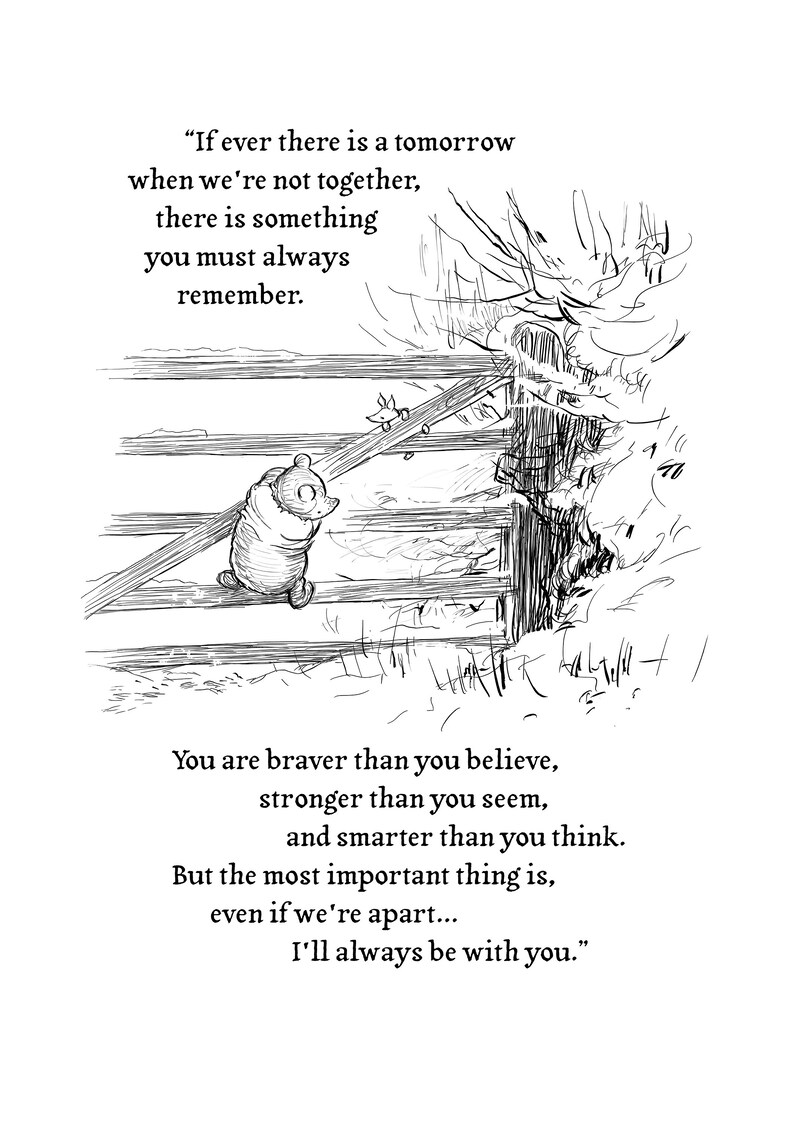 Printable If ever there is tomorrow Winnie-the-Pooh Quote Poster Classic Black & White Print Pooh Sayings A2 A3 A4 A5 Digital Download 05 image 8