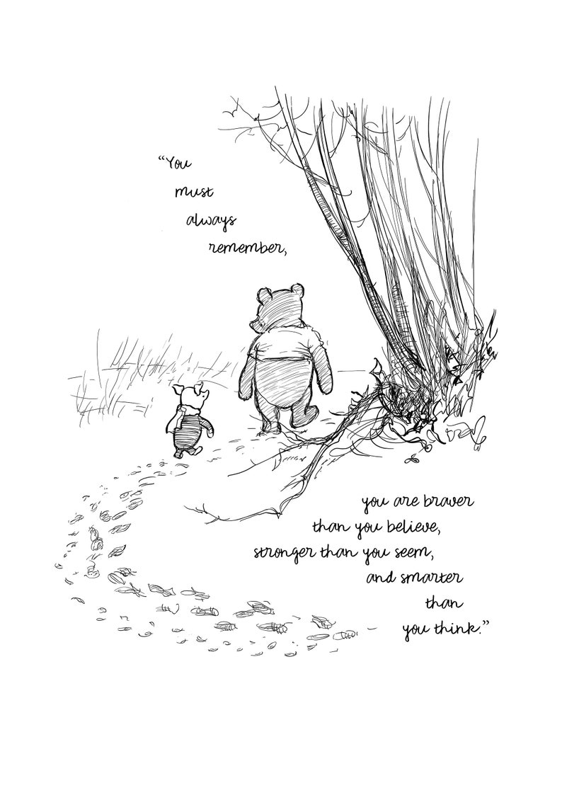 You must always remember Printable Winnie-the-Pooh Sayings Quote Classic Black & White Poster Print A2 A3 A4 A5 Digital Download 170 Bild 2