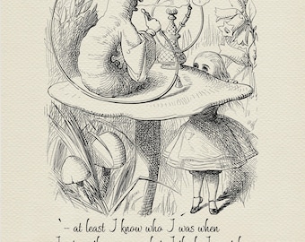 Alice in Wonderland Caterpillar Print: John Tenniel Vintage Art