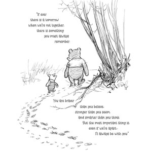 Printable You are braver than you believe Winnie-the-Pooh Quote Saying Classic Black & White Poster Print A2 A3 A4 A5 Digital Download 03 image 9