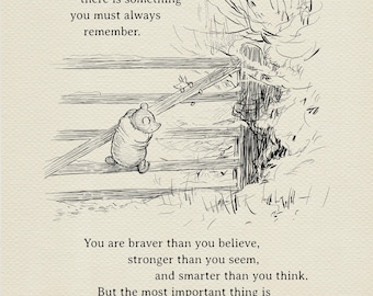 Winnie the Pooh Quote Print: Classic Nursery Art, Shepard Illustration