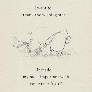 I want to thank the wishing star... Winnie the Pooh Quote Poster Black & White Classic Vintage Print Baby Shower Gift Nursery Wall ART #164