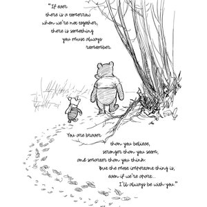 Printable You are braver than you believe Winnie-the-Pooh Quote Saying Classic Black & White Poster Print A2 A3 A4 A5 Digital Download 03 image 2