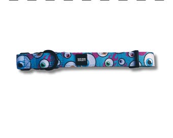 Horror Eyes Dog Collar - Neoprene Adjustable Dog Collar - Halloween Dog Collar - Dog Collar & Lead Bundle Set