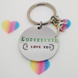 Roarrrr (I love you) Dinosaur Keyring