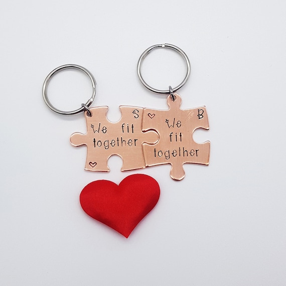 Schlüsselanhänger Herz Puzzleteil Valentinstag Love Wunschnamen