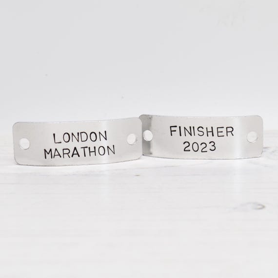 London Marathon Trainer Tags Personalised Text Marathon Race Metal