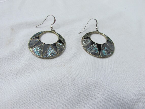 Abalone Dangle Pierced Earrings - image 2