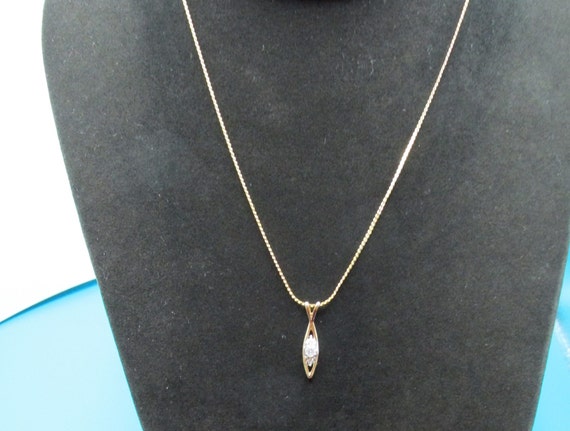 Dainty Gold Necklace with Two Rinestones - image 1