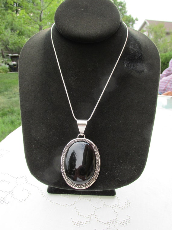 Beautiful Onyx Pendant SS 925 & Chain SS 925