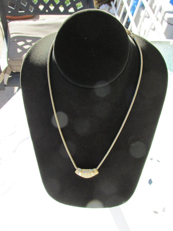 Beautiful Gold Necklace with Half Moon Rhinestone 