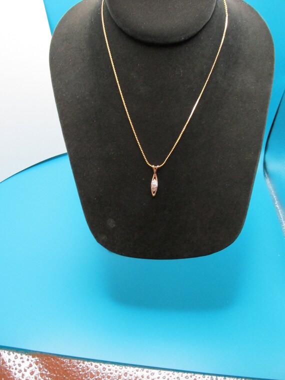 Dainty Gold Necklace with Two Rinestones - image 2
