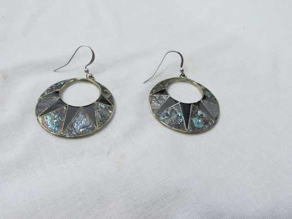 Abalone Dangle Pierced Earrings - image 1