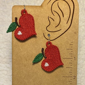 Apple Heart, Pencil, School Themed FSL Earrings