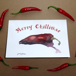 Merry Chillimas (tarjeta de Navidad) + Cesta gratis de semillas de Fire Chilli en su interior para crecer y disfrutar