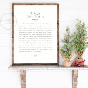 The Night Before Christmas Printable | Christmas Sign | Book Page Wall Art | Vintage Farmhouse Print | Twas the Night Before Christmas Decor