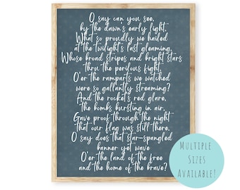 July 4th Printable. National Anthem Star-Spangled Banner Wall Art. Vintage Patriotic Wall Art Print. Independence Day Summer Printable.