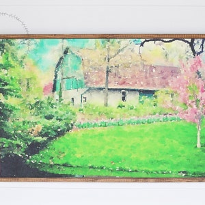 Old Barn Spring Watercolor Painting Printable Art Print | Rustic Teal Modern Farmhouse Decor Sign  | Vintage Wall Art | Farmhouse Nursery