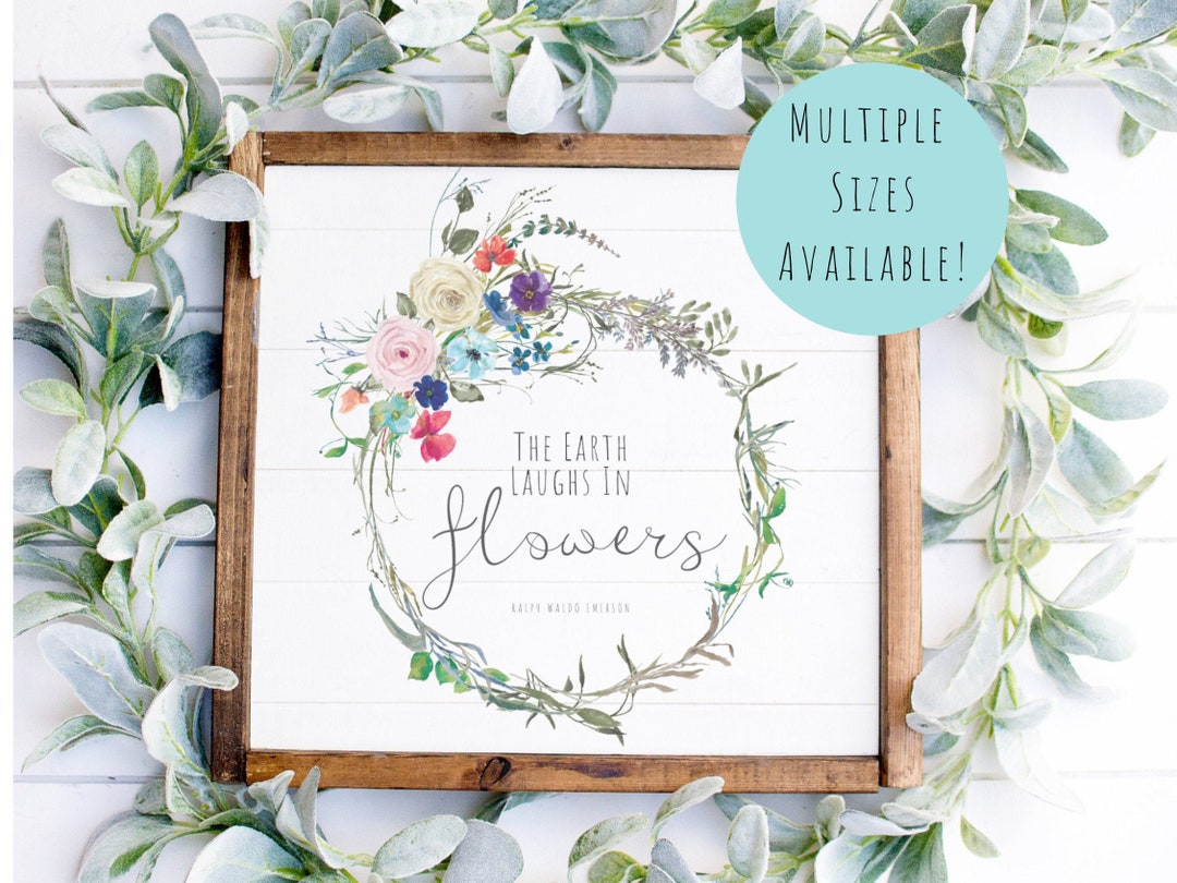 Watercolor Flower Wreath Quote Typography Print | Spring Floral Modern ...