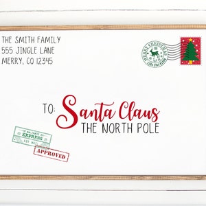 Santa Letter Christmas Decor Art Print | Christmas Printable Sign | Custom Christmas Envelope | Personalized Holiday Decor