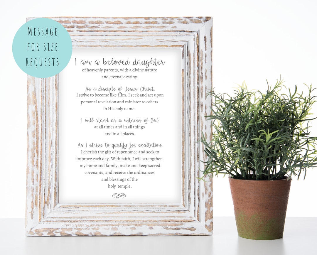 LDS Young Women Theme Poster | Young Women's Digital Art Print | YW ...