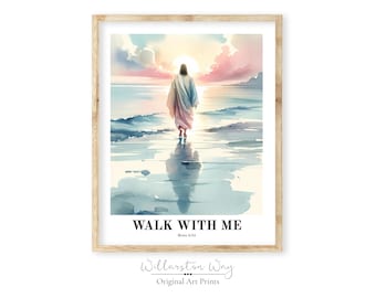 2026 LDS Youth Theme Walk with Me Art Print. YW Printable Watercolor Christ Poster. Christian Inspirational Scripture Wall Art. Moses 6:34