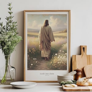 2025 LDS Youth Theme, Look Unto Christ, D&C 6:36, Jesus Christ Walking Art Print, Young Women Gift, Handout, Room Decor, LDS YW Binder