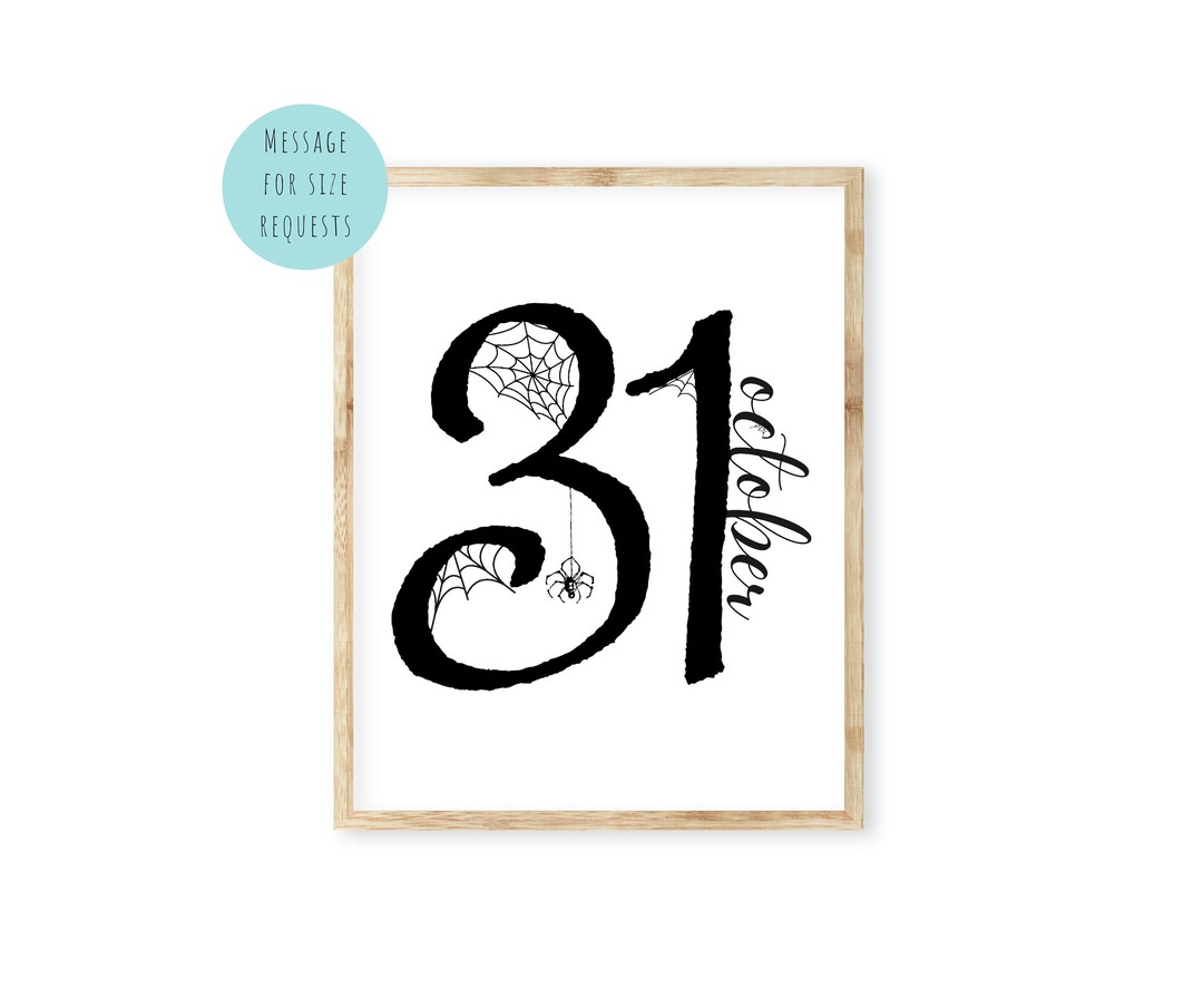 October 31 Spider Halloween Art Print | Fall Printable Wall Art ...