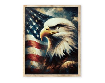 アメリカの白頭ワシの独立記念日デジタルウォールアートプリント、独立