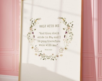 2026 LDS Youth Theme Walk With Me Print. Moses 6:34 Scripture Wall Art. Christian Digital Download. YW Floral Minimalist Faith Quote Decor.